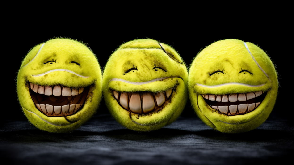 Deri lachende Tennisbälle